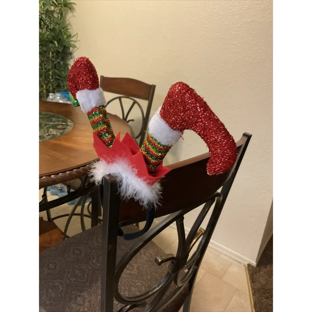 Elf Legs Headband Hat Topper Merry Brite Jingle Bells Christmas Party Costume